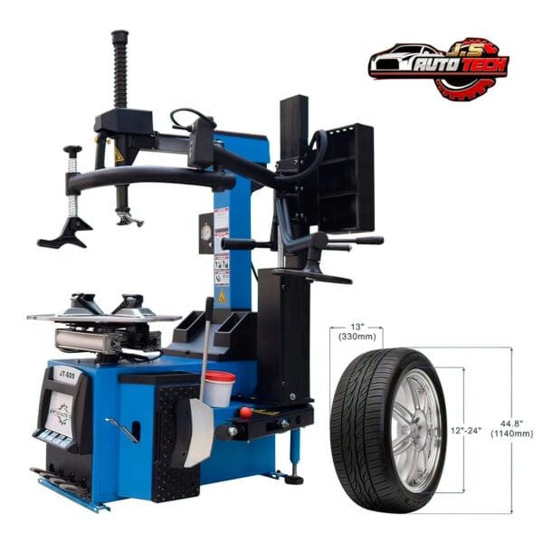 Desmontadora de llantas con brazo auxiliar 12-26" en color azul Marca auto-tech